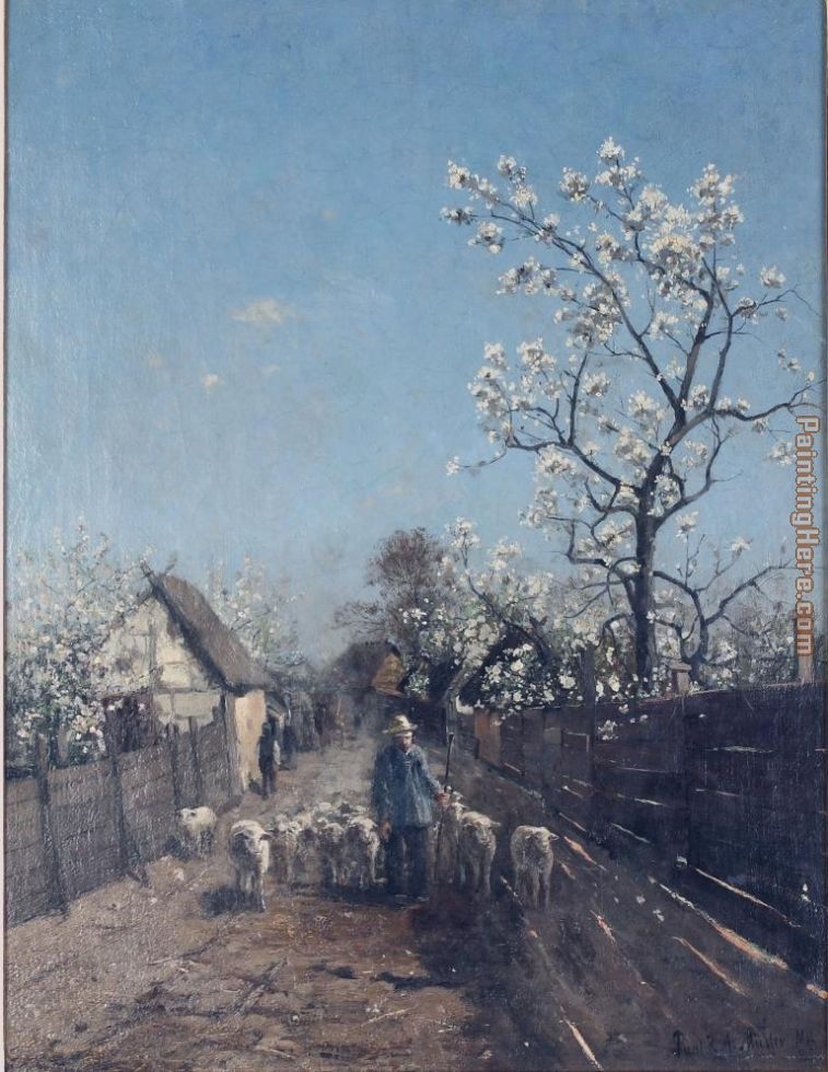 sheepherder and Lambs in the dawning painting - Unknown Artist sheepherder and Lambs in the dawning art painting